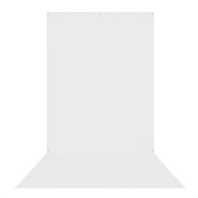 1673362526_583 Westcott X Drop Wrinkle Resistant Backdrop - High Key White Sweep (152 x 366 cm) tarjoaa saumattoman, sileän valkoisen pinnan, jossa on hienovarainen alareunan rypytys, ihanteellinen valokuvaus- tai videokuvauksiin, joissa tarvitaan puhdasta, neutraalia taustaa.
