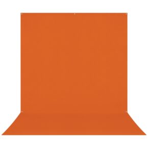 Westcott X Drop Pro Wrinkle-Resistant Backdrop in Tiger Orange Sweep (2.4 x 4 m) creates a seamless, continuous orange surface from wall to floor, ideal for flat photography or exhibition backdrops.