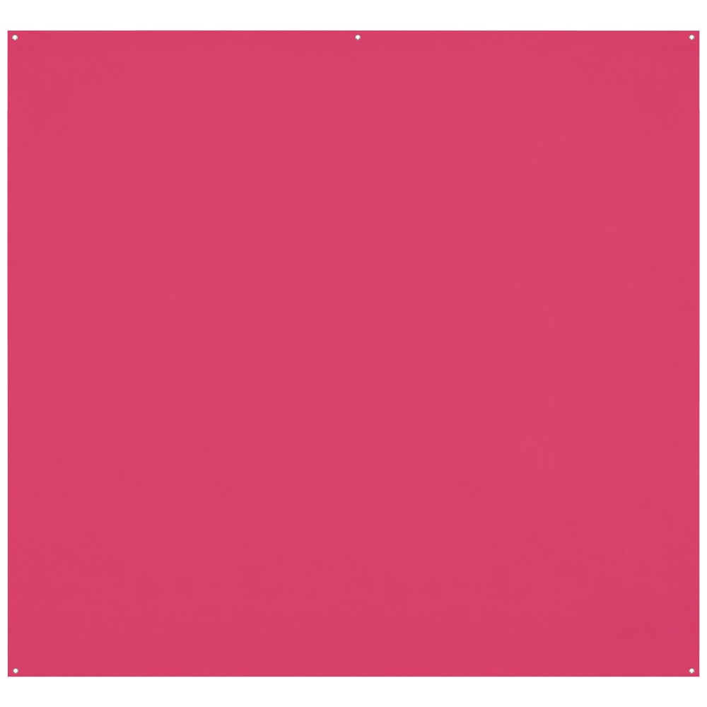Westcott X Drop Pro Wrinkle-Resistant Backdrop tummanpinkki (2,4 x 2,4 m) -taustassa on kiinteä vaaleanpunainen tausta, jossa on neljä pientä kulmareikää ja ylimääräinen reikä yläreunan keskellä.