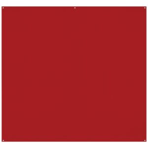 1674037600_009 Westcott X Drop Pro Wrinkle-Resistant Backdrop -taustakuvassa, punainen (2,4 x 2,4 m), on pienet reiät jokaisen kulman lähellä ja yksi keskellä ylhäällä valkoista taustaa vasten.