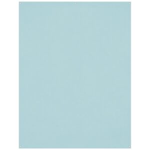 1674047548_609 Westcott X Drop Wrinkle-Resistant Backdrop pastellinsininen (1,5 x 2,1 m) on suorakaiteen muotoinen, ja siinä on neljä kulma-läpivientiä ja keskitetty yläläpivienti, kuvassa valkoista taustaa vasten.