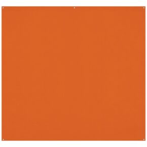 Westcott X Drop Pro Wrinkle-Resistant Backdrop, Tiger Orange (2.4 x 2.4 m) is a flat, square sheet with four small holes in each corner and one in the middle on each edge against a white background.