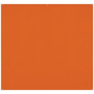 1674118971_235 Westcott X Drop Pro Wrinkle-Resistant Backdrop, Tiger Orange (2,4 x 2,4 m) on litteä, neliön muotoinen arkki, jossa on neljä pientä reikää jokaisessa kulmassa ja yksi keskellä molemmissa reunoissa valkoista taustaa vasten.