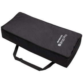 1724768932_892 Black, rectangular carrying case with handle and "Westcott X Drop Pro 3 Pack Backdrop Case" printed in white on the top.