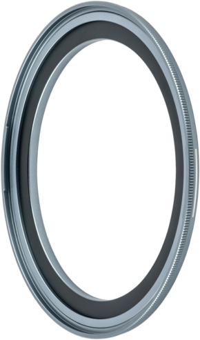 800q-01_131191 Close-up of a NiSi JetMag Pro 95 adapter ring 86 mm with metal brushed edges, shown on a white background.