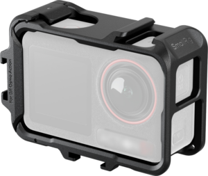 800q-01_132722 The SmallRig 5135 Cage for DJI OSMO Action 5 Pro, 4 & 3 is a black, durable camera cage with openings for lens, screen and buttons that provides a protective frame for your DJI OSMO Action camera.