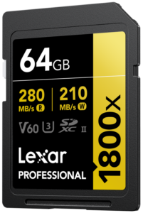 Lexar Pro 1800x SDXC U3 (V60) UHS-II R280/W210 64GB memory card