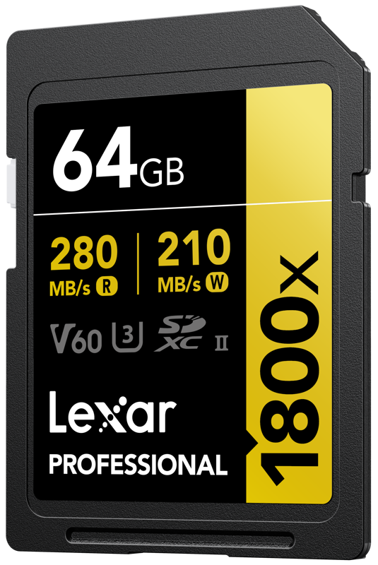 Lexar Pro 1800x SDXC U3 (V60) UHS-II R280/W210 64GB memory card
