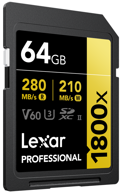 Lexar Pro 1800x SDXC U3 (V60) UHS-II R280/W210 64GB memory card