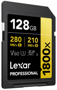 800q-03_117586 Lexar Pro 1800x SDXC U3 (V60) UHS-II R280/W210 128GB -muistikortti