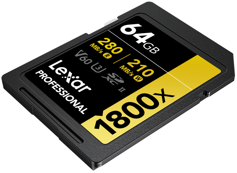 Lexar Pro 1800x SDXC U3 (V60) UHS-II R280/W210 64GB memory card