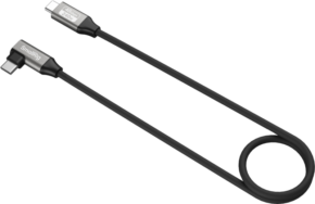 800q-01_133162 SmallRig 5076 USB-C Straight-to-Angled Cable (40Gbps, 240W, 60cm), musta, hopeisilla liittimillä ja merkinnöillä "SmallRig" ja "240W", näkyy valkoisella pohjalla, ja sen toinen pää on löysästi kierretty.