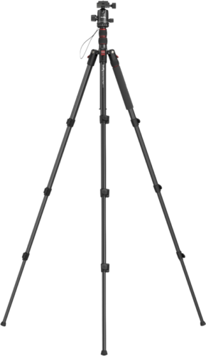800q-01_133326 The black SmallRig 3935 CT-10 Aluminum Camera Tripod features three fully extendable adjustable legs, a ball head mount and foam handle on one leg, and is presented on a white background.