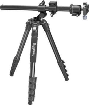 SmallRig 5290 Professional Overhead Camera Tripod CT25 on musta, säädettävä kolmijalka, jossa on ulosvedettävät jalat ja vaakasuora keskipylväs ja joka on suunniteltu kameroiden kiinnittämiseen monipuolisiin valokuvaus- tai videokuvausasetelmiin.