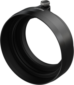 800q-01_133461 SmallRig 5215 Lens Hood for FUJIFILM X half Black on musta pyöreä metallinen linssikaulus, jossa on kuvioitu kiristysnuppi, joka on suunniteltu kameran objektiivien kiinnittämiseen ja vakauttamiseen.