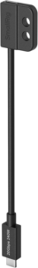 SmallRig 5078 USB-C-datakaapeli (uros-naaras) on musta USB-C-kaapeli, jonka toisessa päässä on urosliitin ja toisessa päässä muovinen kiinnike, jossa on kaksi ruuvinreikää.