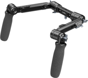 The SmallRig 5205 Shoulder Rig Dual-Handle for 15mm LWS Rods includes two foam padded handles, adjustable arms and clamps to provide stable support for camera equipment while shooting.