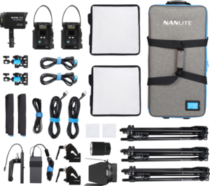 800q-02_128418 Nanlite PavoSlim 60B x 2 & Forza 60B II KIT - 3-Light Kit with Light Stand