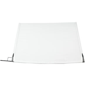 1421961142_280 Westcott Fast Flags 61 x 91 cm 2-Stop Artificial Silkissä on suorakulmainen valkoinen ruutu, jossa on musta kehys ja tukitelineet kummallakin puolella, ja se on esillä tavallista taustaa vasten.