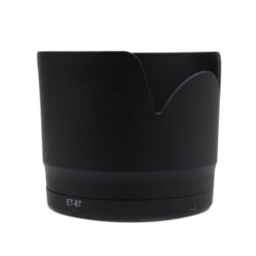 SAMSUNG CSC Caruba ET-87 Canon lens hood The black, black petal-shaped lens hood is shown against a white background.