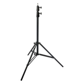 Westcott Heavy Duty Light Stand (3 m) on musta, säädettävä kolmijalkainen kolmijalkainen jalusta, jossa on kaksi säätönuppia ja joka on suunniteltu valaisulaitteiden tukemiseen valokuvauksessa tai videokuvauksessa.