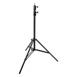 1461061746_330 The Westcott Heavy Duty Light Stand (3 m) is a black, adjustable tripod tripod stand with two adjustment knobs designed to support lighting equipment for photography or videography.