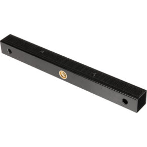 The Westcott Scrim Jim Cine Frame Tube (25.4 cm) is a black metal tube with a brass threaded centre hole and two end holes suitable for attachment to other equipment.