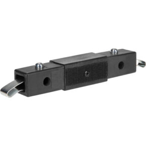 The Westcott Scrim Jim Cine 2" Straight Frame Connector (5.1 cm) is a black rectangular connector with metal spikes on both ends, two screw heads at the top and a textured handle in the middle.