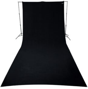 Westcott Wrinkle-Resistant Backdrop - Black (270 x 610 cm) provides a stylish black background for photos and videos.