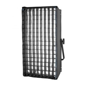 Screenshot The Westcott Flex Cine Softbox Egg Crate Grid (30.5 x 61 cm) light fixture features a black frame, a side handle and a honeycomb-style grid pattern, which can be used to control the direction of light from a rectangular studio LED panel.