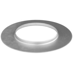 1656340153_568 Westcott Optical Spot Light Mount Balcar -valaisimessa on sileä, metallinen pyöreä laippa, jossa on leveä, litteä ulkoreuna ja suuri keskireikä valkoista taustaa vasten.