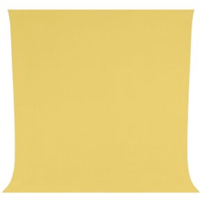 1673963931_066 Westcott Wrinkle-Resistant Backdrop in Canary Yellow (2,7 x 3 m) on venytetty tasaiseksi, ja siinä on vaaleankeltainen sävy, pienet kaarevuudet alakulmissa ja kaksi pientä metallista läpivientiä yläreunassa.