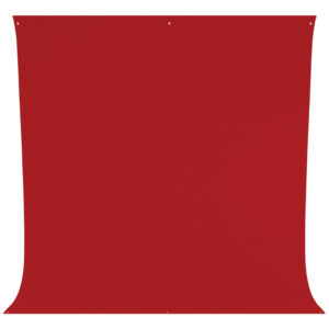 1674029095_512 The Westcott Wrinkle-Resistant Backdrop in Scarlet Red (2.7 x 3 m) is a large rectangular fabric canvas with small grommets in each corner, printed against a white background.