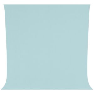 1674029360_408 Westcott Wrinkle-Resistant Backdrop pastellinsininen (2,7 x 3 m) ripustetaan pystysuoraan yläreunassa olevilla pienillä metallisilla läpivienneillä, ja siinä on sileä pinta, jossa on pieniä kaarevuuksia alakulmissa.