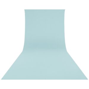 1674036062_806 Westcott Wrinkle-Resistant Backdrop pastel blue (2.7 x 6.1 m) rolls out onto the floor and curves upwards to form a smooth, seamless background with no visible edges or distractions for photography.