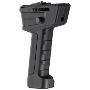 1697185545_527 The Westcott ProGrip 2 is a black, ergonomic vertical camera grip featuring textured finger grooves and a mounting screw on the top edge, designed to improve the stability of cameras or other devices.