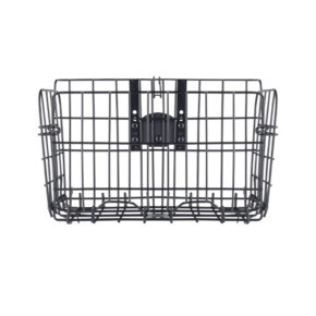 1724669618_311 Lindsay Adlerin Westcott Float Wall Mount Storage Basket on musta metallinen suorakaiteen muotoinen kori, jossa on kiinnityskannatin, joka on suunniteltu helposti kiinnitettäväksi seinään.