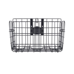 1724669618_311 Lindsay Adlerin Westcott Float Wall Mount Storage Basket on musta metallinen suorakaiteen muotoinen kori, jossa on kiinnityskannatin, joka on suunniteltu helposti kiinnitettäväksi seinään.
