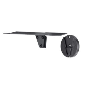 1724674348_755 Lindsayn Westcott Float Wall Mount Light Stand Hanger Kit -valaisinripustussarjassa on musta metallihylly, jossa on tasainen alusta, V-muotoinen kiinnike ja pyöreä kiinnityslevy, jotka on suunniteltu turvalliseen seinäkiinnitykseen.