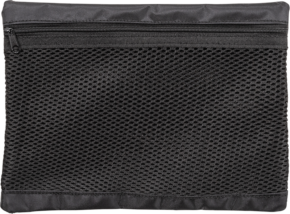 800q-01_112346 The BW OUTDOOR CASES MESHBAG /MB FOR TYPE 3000 is a black mesh bag featuring a uniform fabric border and a zip at the top.