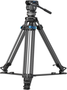 800q-01_128820 SIRUI PRO VIDEO TRIPOD KIT RAPID TWIN-LEG SQ75+VHS10 on ammattikäyttöön tarkoitettu musta kolmijalka, jossa on säädettävät jalat, kallistuspää ja jalustan levitin vakaata kameratukea varten.