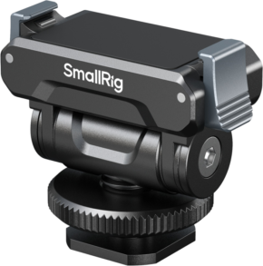 800q-01_134142 SmallRig 5436 Quick Release Support for DJI Osmo Action 5 Pro/4/3 includes a black and silver mounting base, swivel, mounting clips and a cold shoe for attaching accessories to your camera or rig.