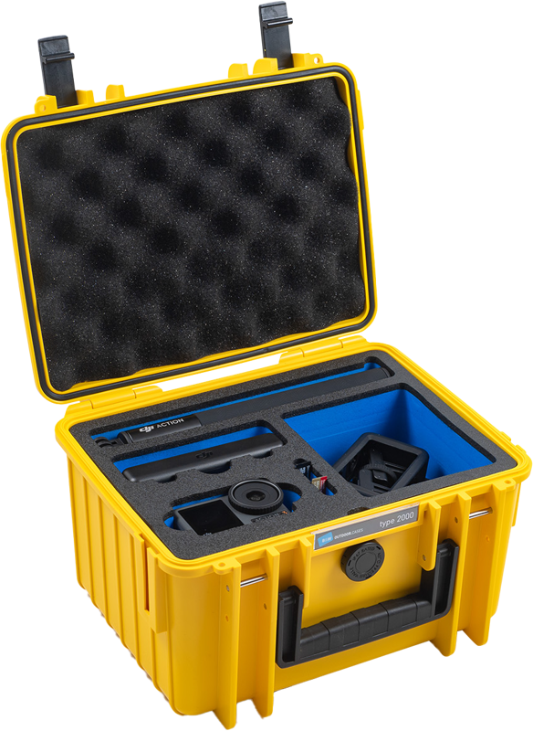 B&W Outdoor Cases Type 2000 for DJI Osmo Action 3 -suojalaukku, keltainen