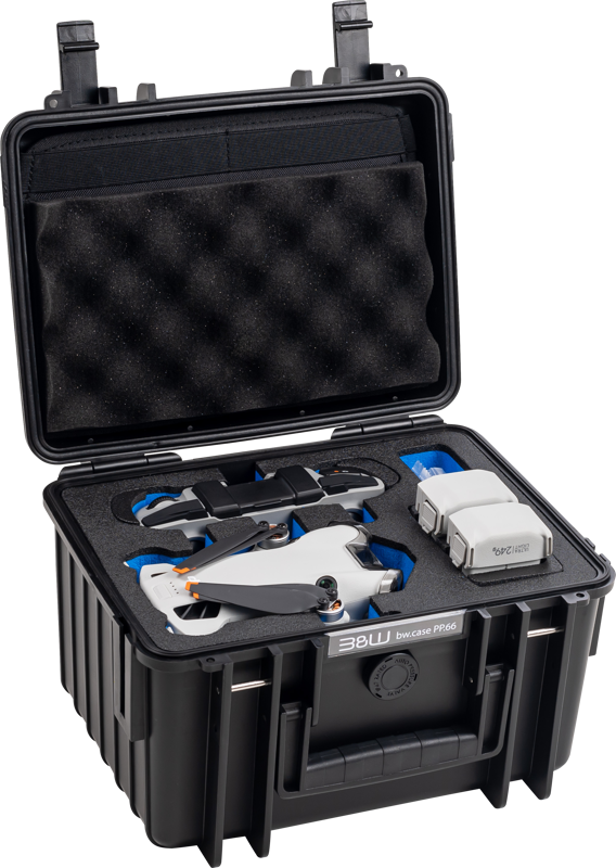 800q-02_126682 B&W Outdoor Cases Type 2000 for DJI Mini 4 Pro -suojalaukku, musta