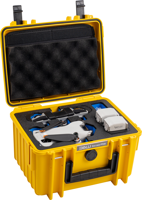 800q-02_126683 B&W Outdoor Cases Type 2000 for DJI Mini 4 Pro -suojalaukku, keltainen