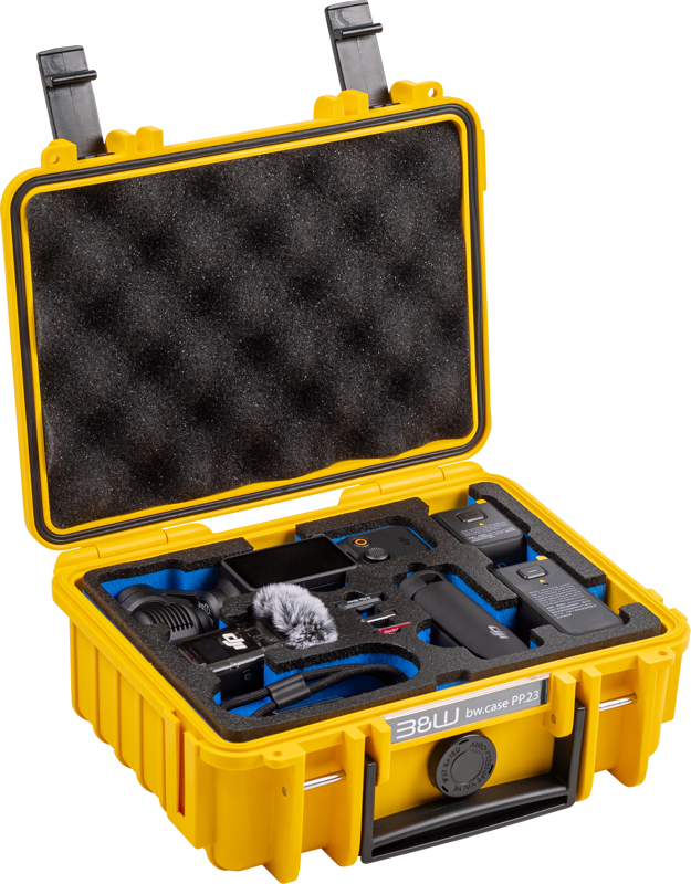 800q-02_127063 B&W Outdoor Case Type 500 for DJI Osmo Pocket 3 Creator Combo -suojalaukku, keltainen