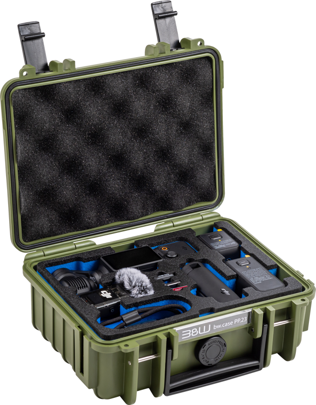 BW Outdoor Case Type 500 for DJI Osmo Pocket 3 Creator Combo -suojalaukku, vihreä