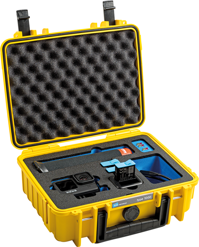 B&W Outdoor Cases Type 1000 for GoPro Hero 9 / 10 / 11 / 12 -suojalaukku, keltainen