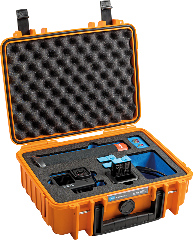 800q-03_117005 B&W Outdoor Cases Type 1000 for GoPro Hero 9 / 10 / 11 / 12 -suojalaukku, oranssi