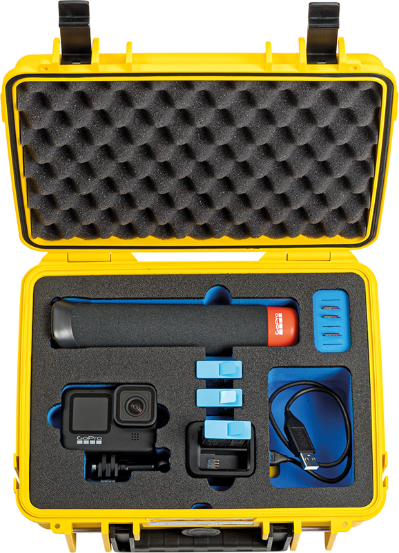 800q-04_117007 B&W Outdoor Cases Type 2000 for GoPro Hero 9 / 10 / 11 / 12 -suojalaukku, keltainen